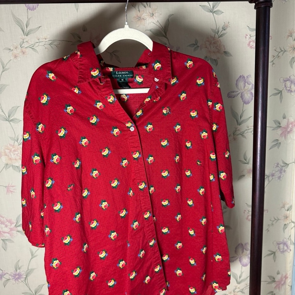 Ralph Lauren Red Floral Button Down Shirt